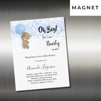 Baby shower teddy beer boy blauwe witte luxe