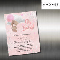 Baby shower teddy beer girl roze zilveren luxe