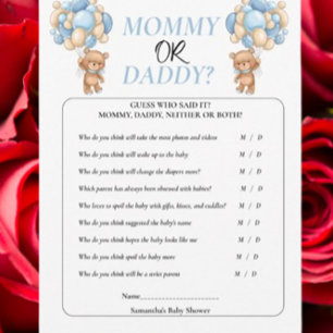 Baby Shower Teddy Blauw Mama of Papa Kaart
