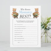 Baby Shower teddy Bloemen Jongen Wie Kent Moeders Kaart (Staand voorkant)