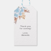 Baby shower teddy blue pampas gras bedankt cadeaulabel (Achterkant)