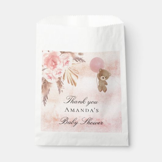 Baby shower teddy blush pampas gras bedankt bedankzakje (Voorkant)