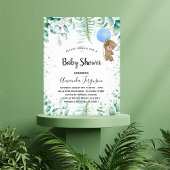 Baby shower teddy boy eucalyptus budget uitnodigin flyer