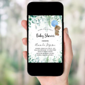 Baby shower teddy boy eucalyptusbos kaart