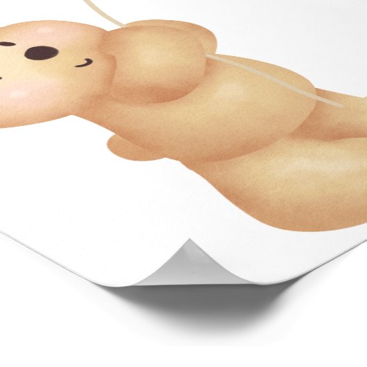 Baby shower teddy draagt pampas gras onthulling poster (Hoek)