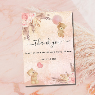 Baby shower teddy draagt papegaaien bloemen bedankkaart