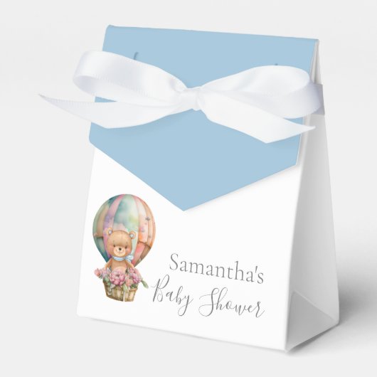 BABY SHOWER Teddy Hot Air Barly Wachten op een luc Bedankdoosjes (Voorkant Zijde)