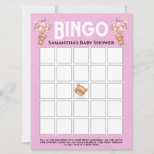 Baby Shower Teddy Jongen Borrelende Roze Bingo Kaart