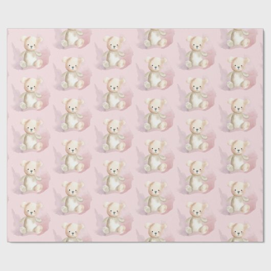 Baby shower teddybeer cadeaupapier (Vlak)