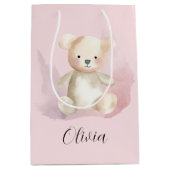 Baby shower teddybeer medium cadeauzakje (Voorkant)