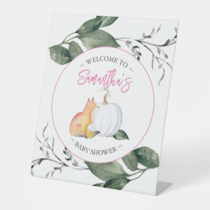 Baby shower tekenen Herfst pompoen vos Reclamebord Met Voetstuk