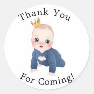 Baby shower tekenfilm voor peuterprins ronde sticker