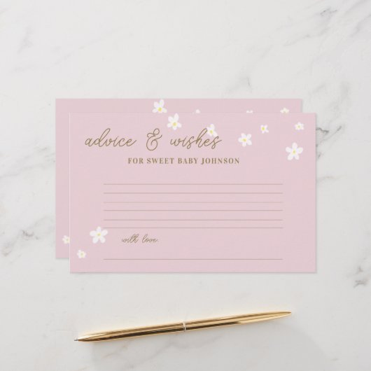 Baby shower Temps Capsule Cartes Marguerites Paste (Devant/Arrière en situation)