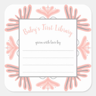 Baby shower tendance rose Grey fille étiquette bib
