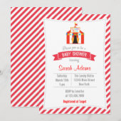 Baby shower Tente de cirque rouge Invitation (Devant / Derrière)