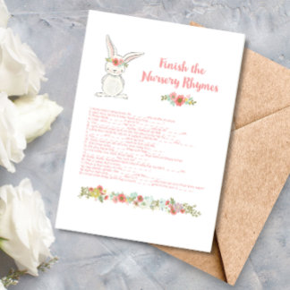 Baby shower Terminer la carte de jeu Nursery Rhyme