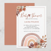 Baby shower Terracotta Boho Rainbow Floral Kaart (Voorkant / Achterkant)