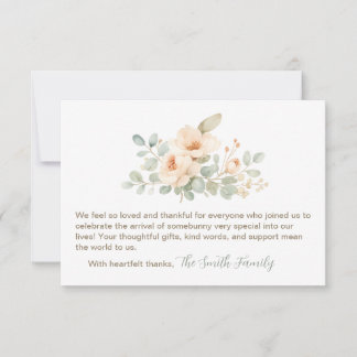 Baby Shower Thank You Cards Watercolor Flowers Notitiekaartje