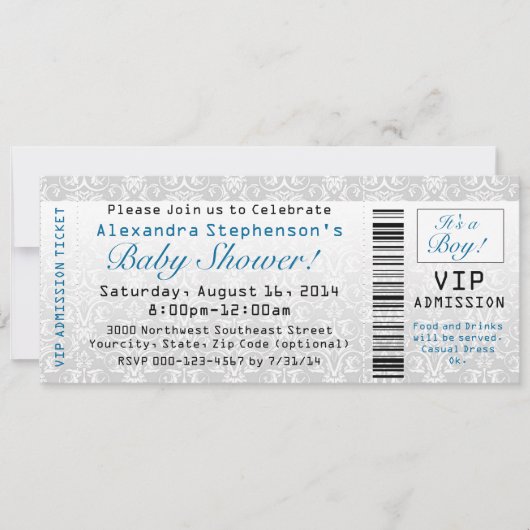 Baby shower ticket uitnodigingen, jongen kaart (Voorkant)