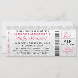 Baby shower ticket uitnodigingen, meisje kaart