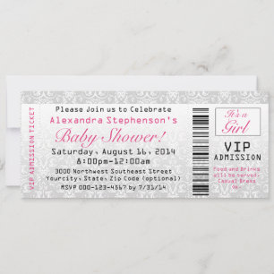 Baby shower ticket uitnodigingen, meisje kaart