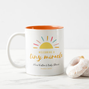 Baby shower, Tiny Miracle Sunshine gepersonaliseer Tweekleurige Koffiemok