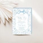 Baby shower Toile De Jouy avec Bow Boy Invitation<br><div class="desc">Baby shower Toile De Jouy avec invitation Bow Boy bleu</div>