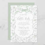 Baby shower Toile De Jouy avec Invitation Bow<br><div class="desc">Baby shower Toile De Jouy avec Invitation Sage Bow</div>