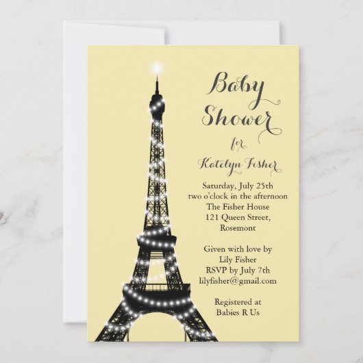Baby shower Tour Eiffel Twinkles Invitation (Devant)