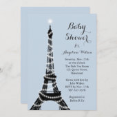 Baby shower Tour Eiffel Twinkles Invitation (Devant / Derrière)