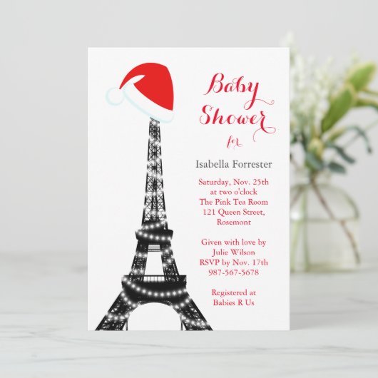 Baby shower Tour Eiffel Wintery Invitation (Debout devant)