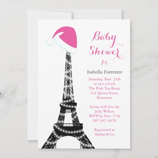 Baby shower Tour Eiffel Wintery Invitation (Devant)
