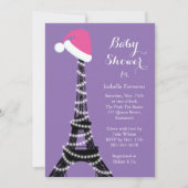 Baby shower Tour Eiffel Wintery Invitation violet (Devant)