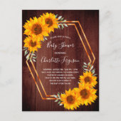 Baby shower tournesol bois brun invitation (Devant)