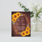 Baby shower tournesol bois brun invitation (Debout devant)
