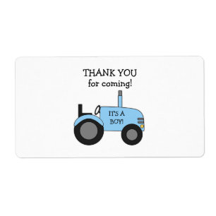 Baby shower Tracteur bleu Favoriser étiquette