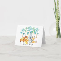 Baby shower Tribal Woodland Animaux Merci Note