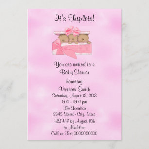 baby shower Triplet Etnic Baby Girl Kaart
