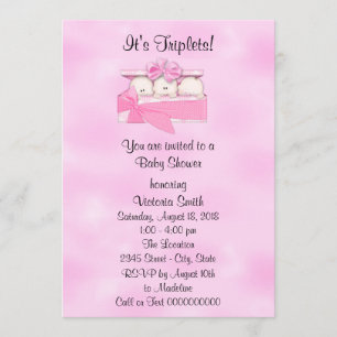 baby shower Triplets Baby Girl Kaart