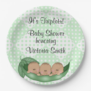 baby shower Triplets erwten in een peul Papieren Bordje