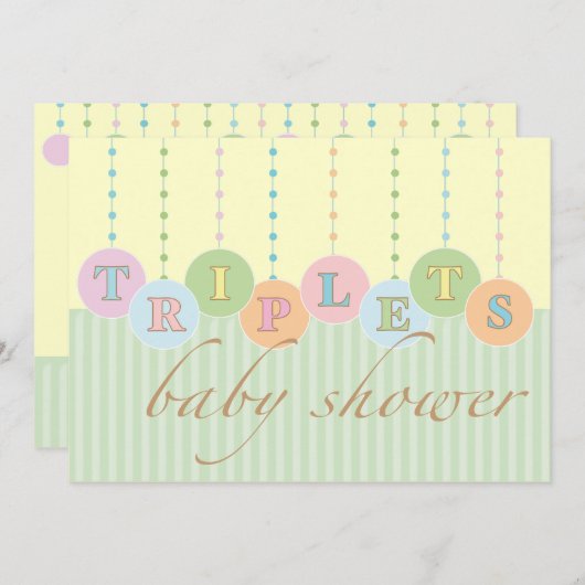 Baby shower TRIPLETS Invitation (Devant / Derrière)