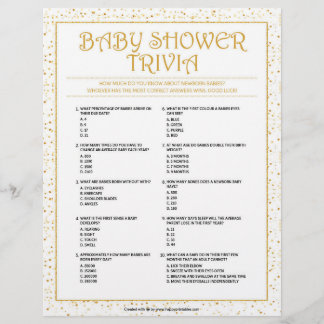 Baby shower Trivia [Golden Sparkles] Briefhoofd