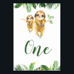 Baby shower Tropical Boy Sloth Numéro de table<br><div class="desc">Baby shower Tropical Boy Sloth Numéro de table</div>