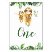 Baby shower Tropical Boy Sloth Numéro de table (Dos)