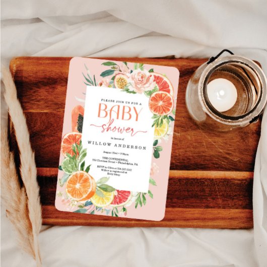 Baby shower Tropical Citrus Invitation Citron