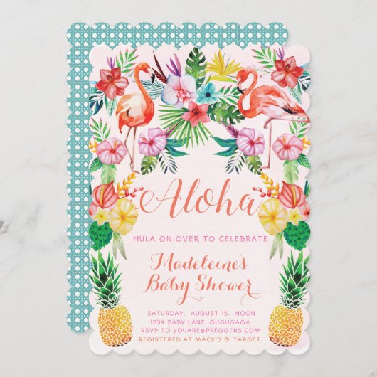 Baby shower tropical de Luau Invitation (Devant / Derrière)