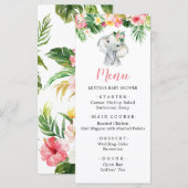 Baby shower Tropical Elephant Girl Menu Sign (Devant / Derrière)