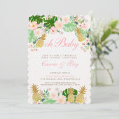 Baby shower tropicale ananas Invitation (Debout devant)