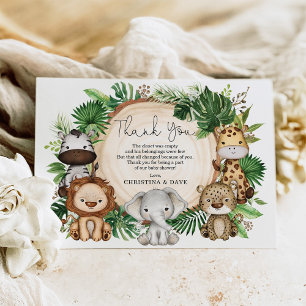 Baby shower Tropisch Oerwoud Safari Dieren Bedankkaart