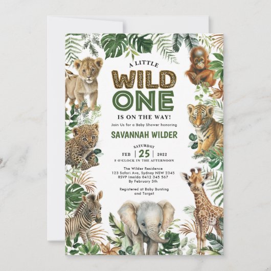 Baby shower Tropisch Oerwoud Safari Dieren Kaart (Voorkant)
